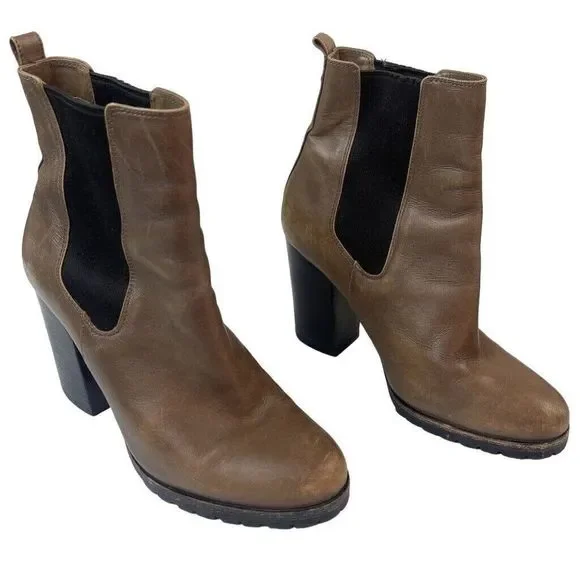 Coach Chelsea Boot Odelle Leather Tan Stretch Ankle Pull On 5.5 - Picture 1 of 10
